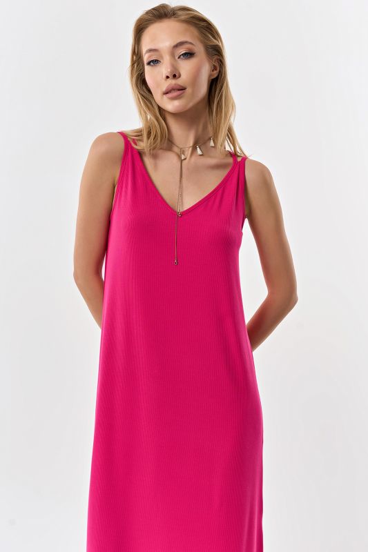 Fuchsia knitted summer midi dress