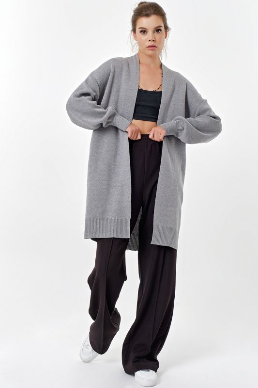 Long knitted cardigan in gray