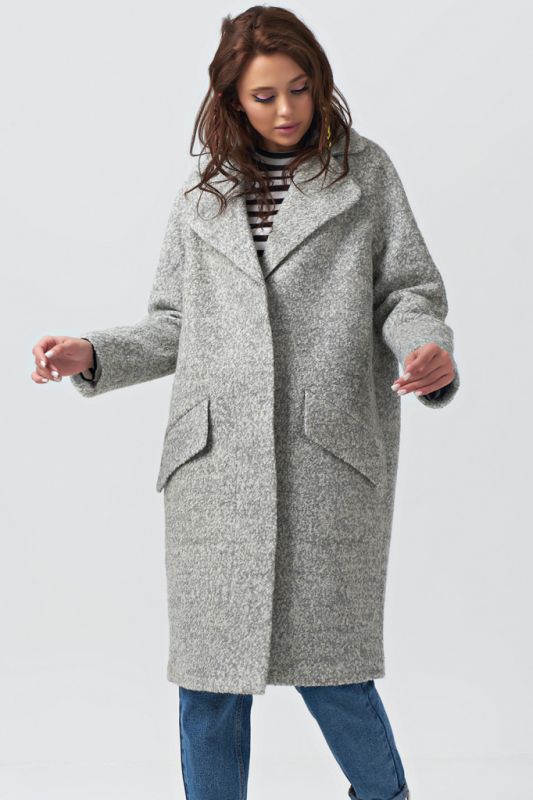 Grey Melange Long Wool Oversize Coat