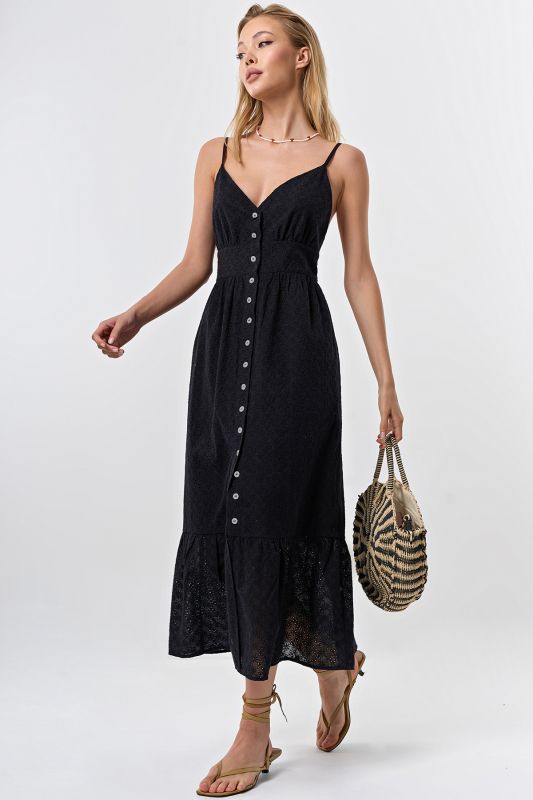 Cotton lace summer sundress black