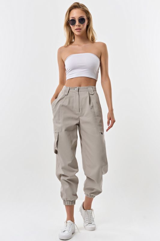 Light gray cotton cargo pants