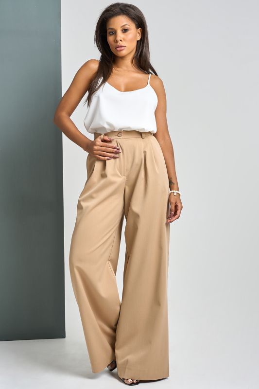 Beige palazzo pants with high waist