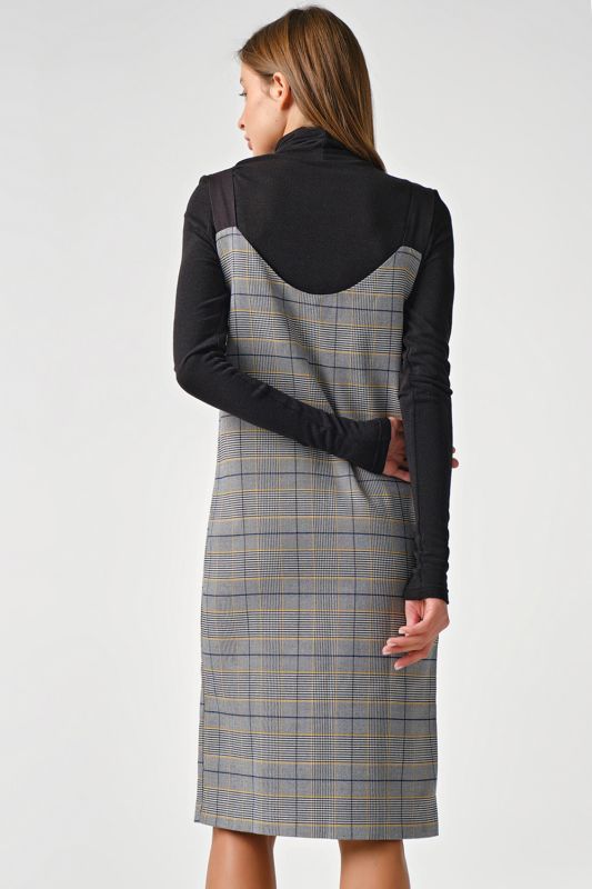 Office turtleneck plaid sundress gray