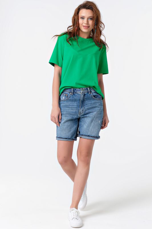 Basic jersey knitted cotton oversize T-shirt green