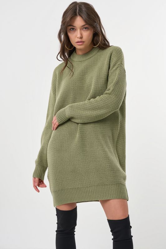 Knitted short wool dress olive