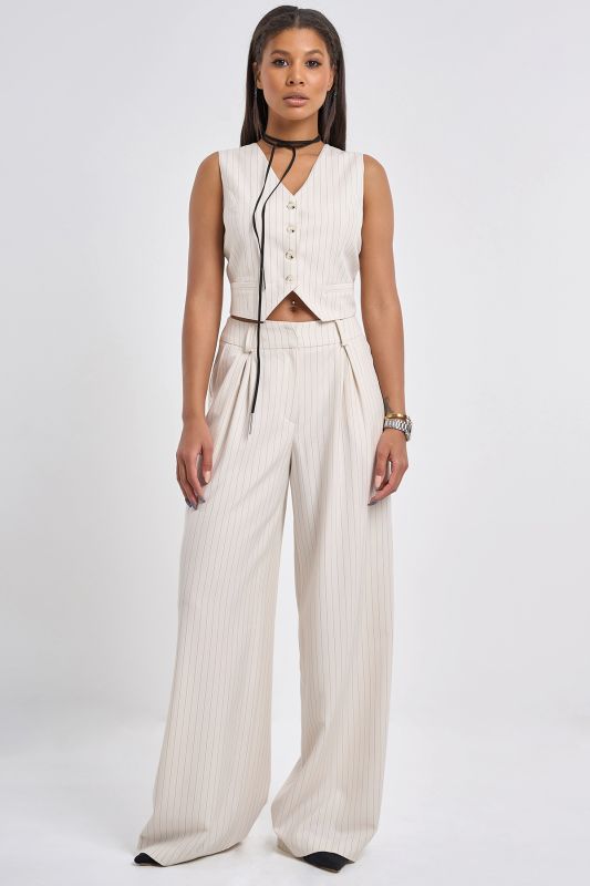 Milk striped straight suit pants