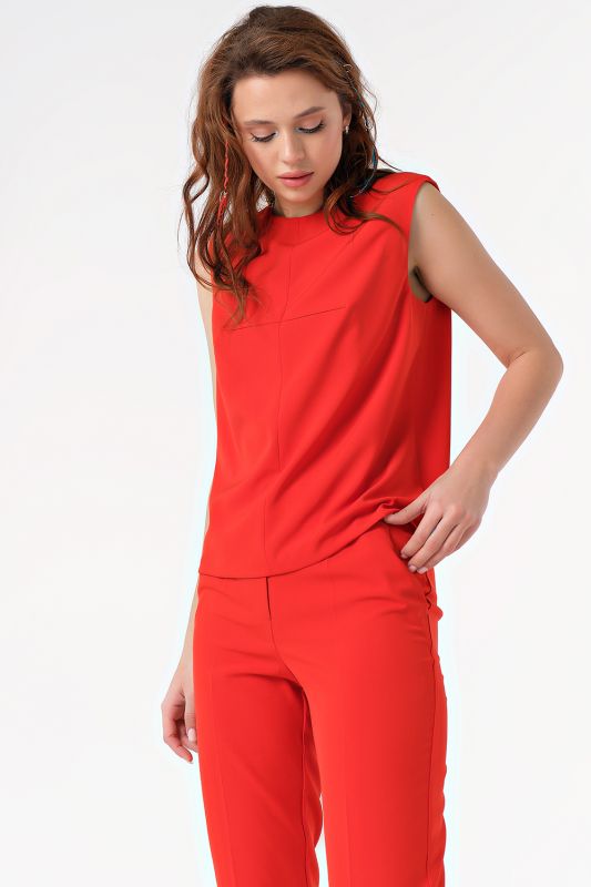 Summer pants suit with top red