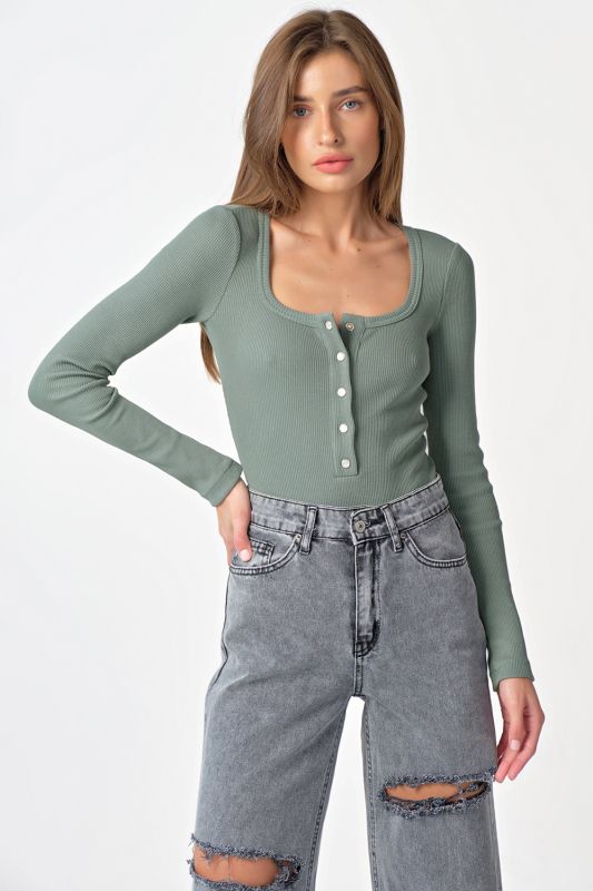 Long sleeve knitted body with mint color