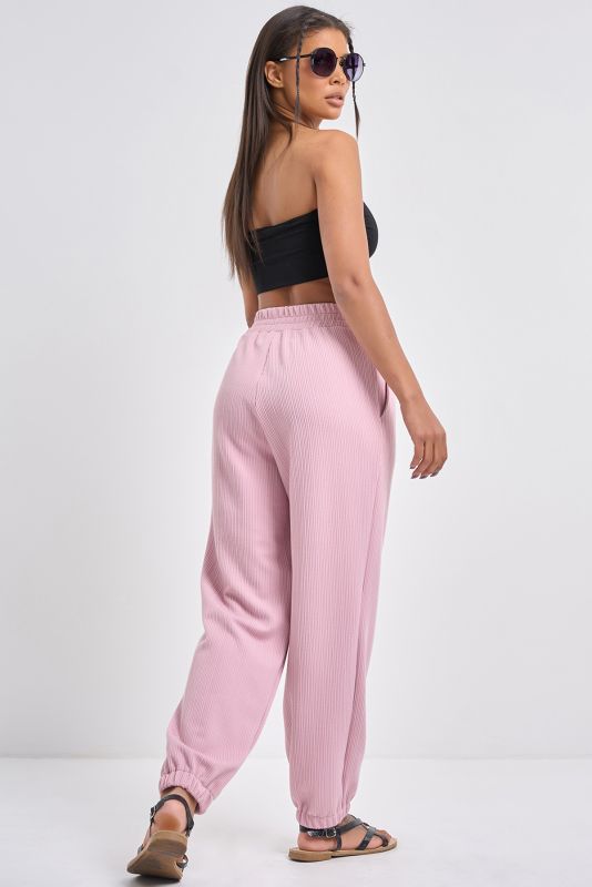 Textured knit pants dusty pink