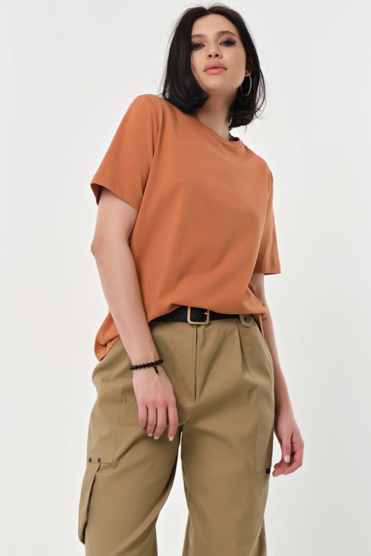 Basic cotton camel T-shirt