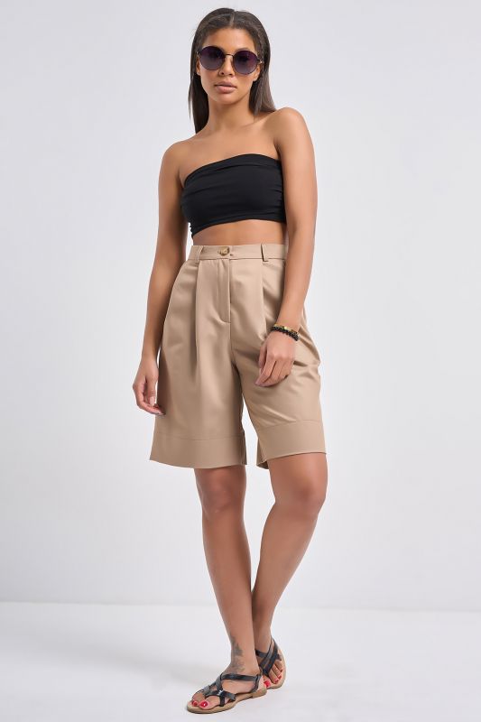 Bermuda shorts of suit fabric light beige