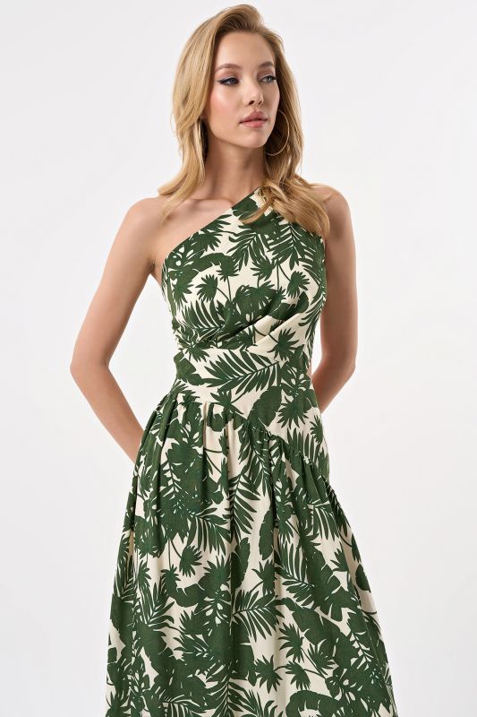 Summer maxi dress with open back made of viscose jungle on vanilla