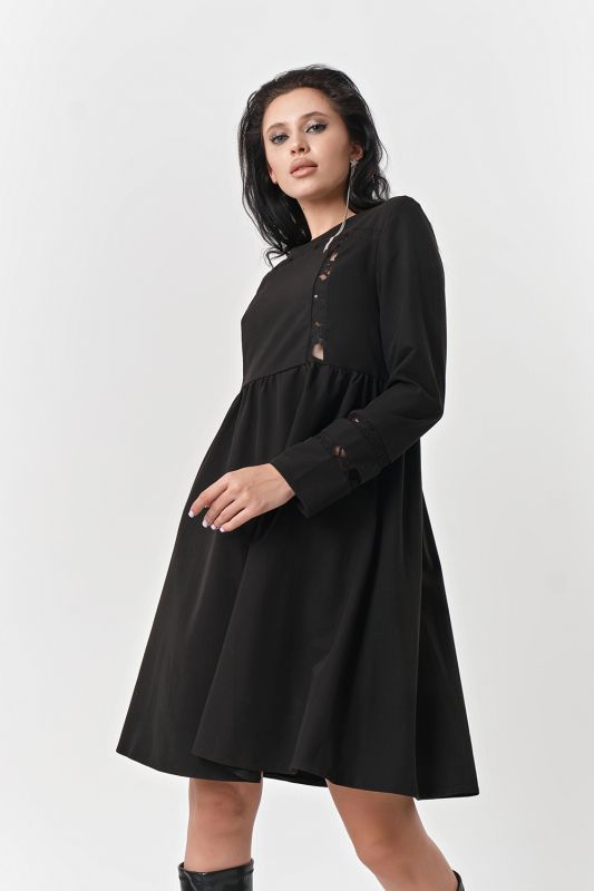 Casual loose long sleeve dress black