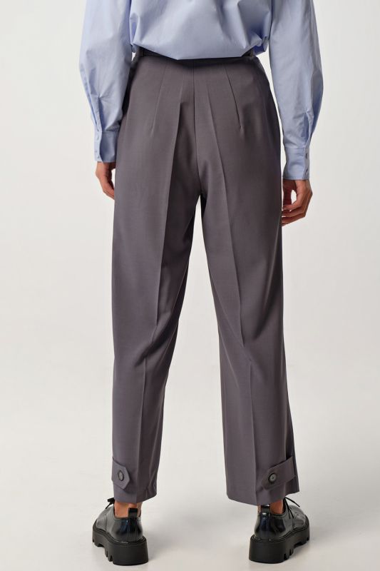 Classic pants shortened straight pants with arrows gray