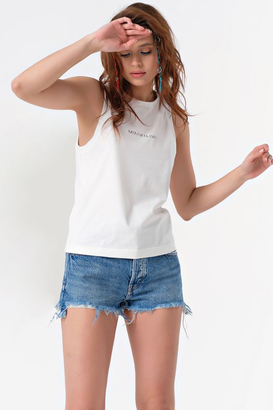 Milk cotton sleeveless knit top