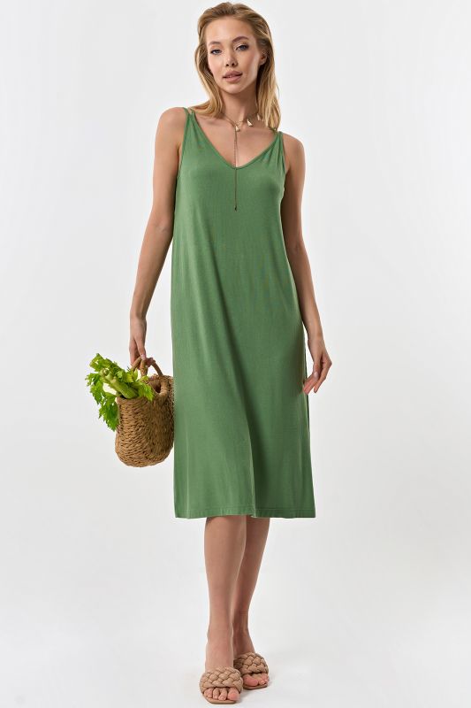 Green knitted summer midi dress