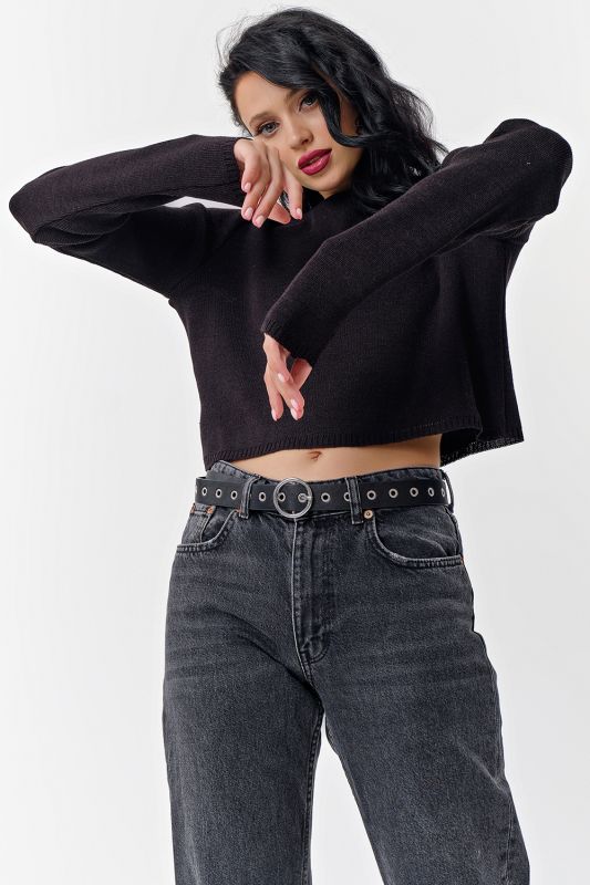 Black cotton cropped sweater