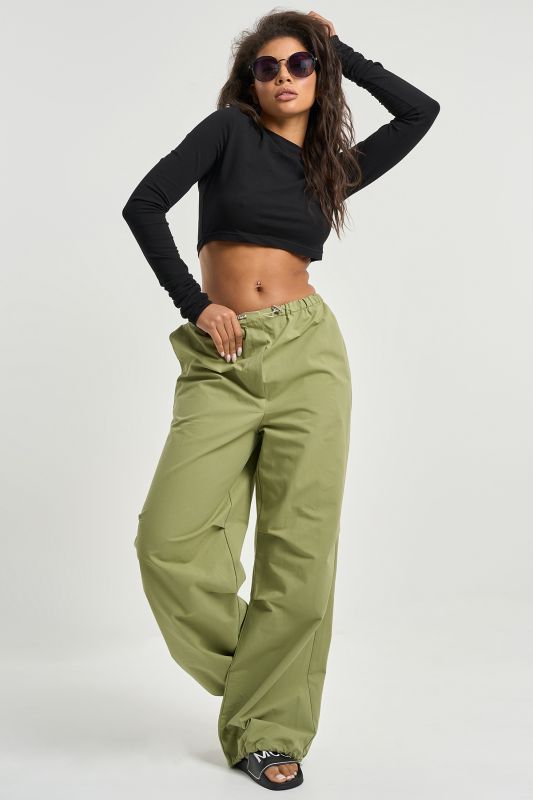 Tight cotton blend kargo pants olive