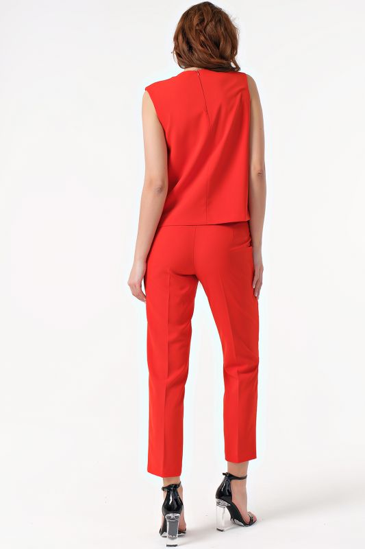 Summer pants suit with top red