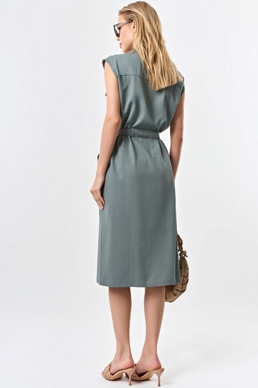 Straight silhouette safari dress in mugwort