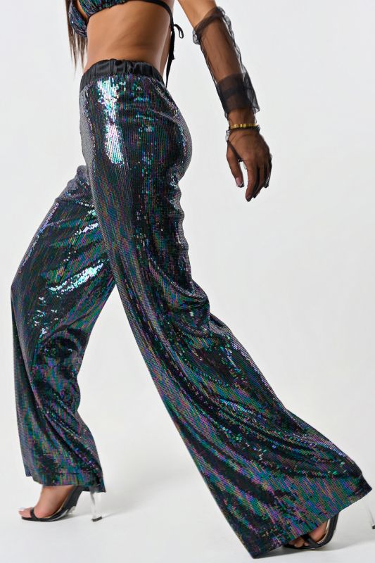 Evening pants in sequin multicolor