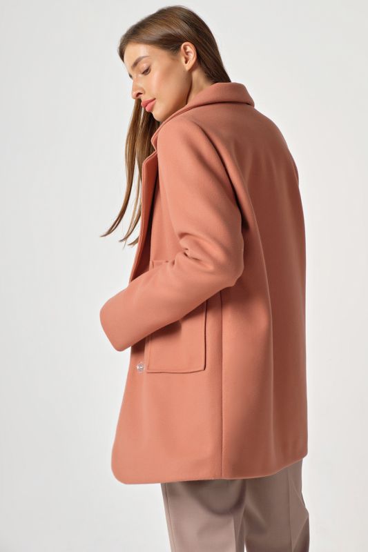 Pale terracotta shortened demi-sweater coat