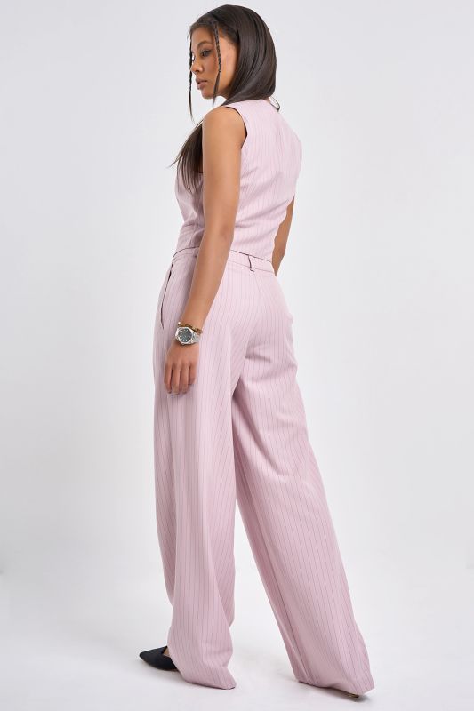 Straight pants made of suit fabric dusty pink with stripes