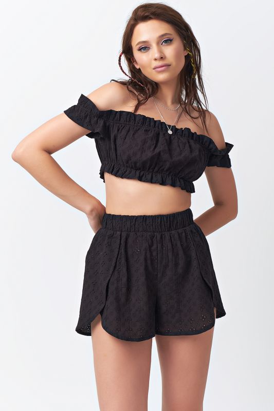 Cotton summer cropped top black