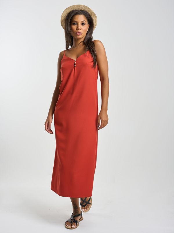 Terracotta high-cut combination dress