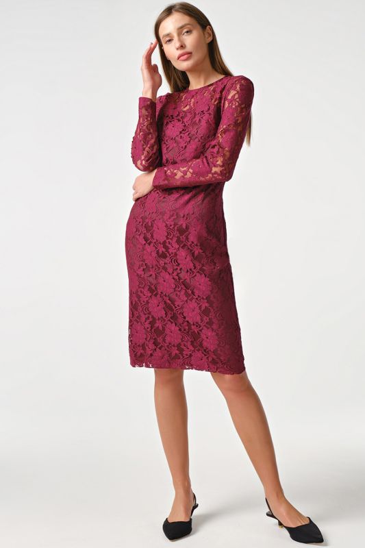 Berry open back lace dress