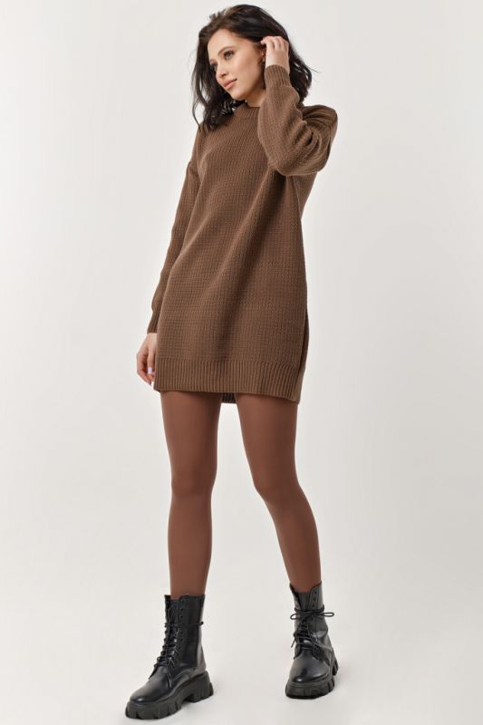 Coffee short wool knitted dress