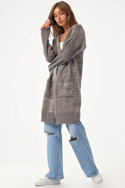 Oversize knit cardigan with pockets gray