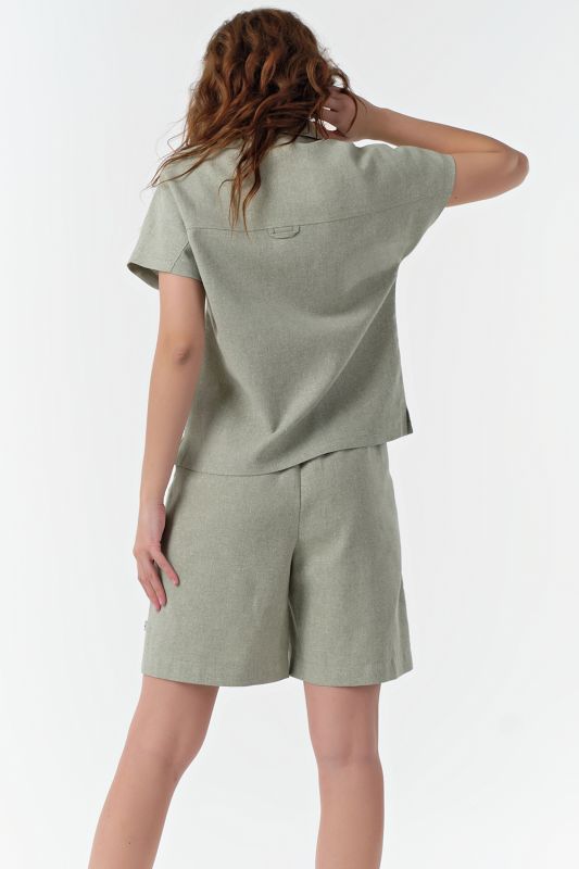 Sage cotton summer suit with shorts