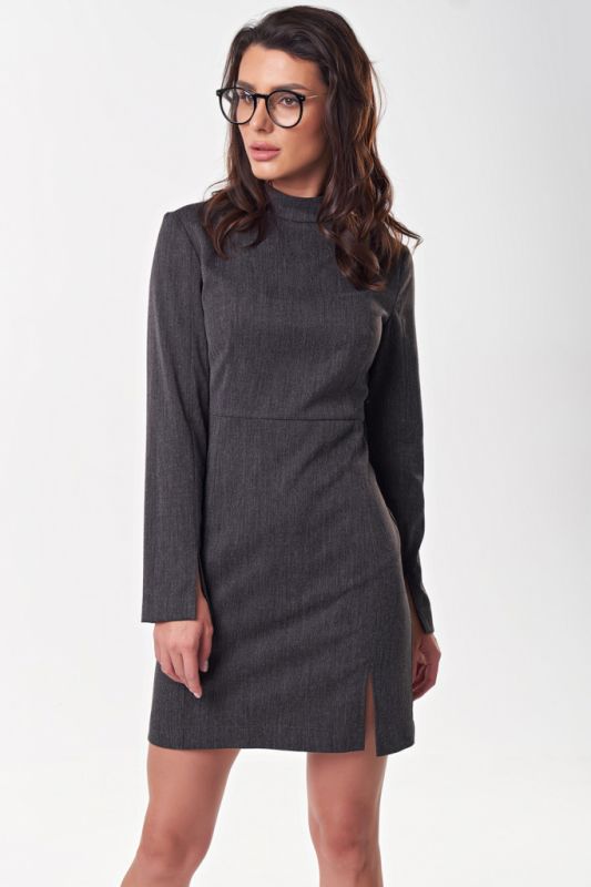 Graphite long sleeve short office dress with long sleeve