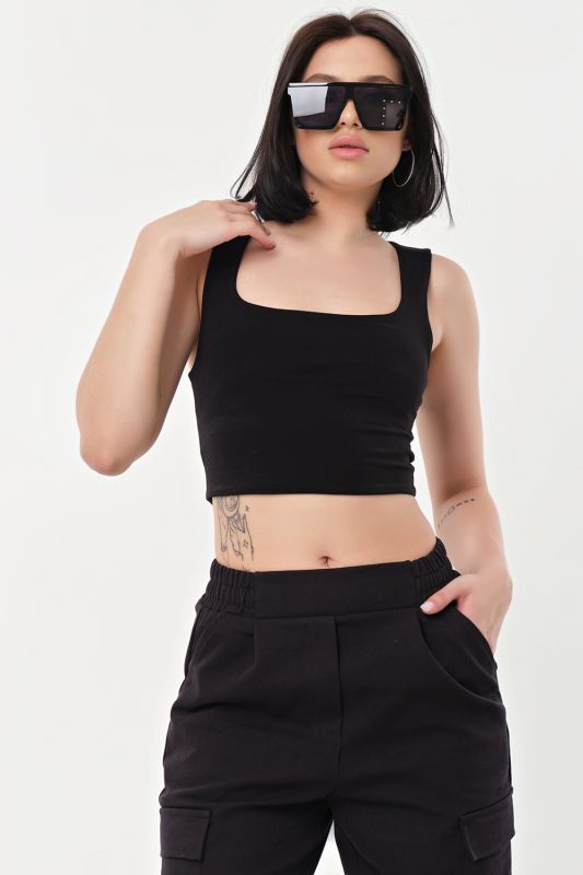 Black cotton jersey top