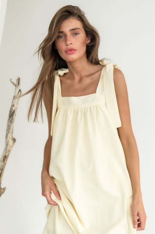 Pale yellow strappy midi dress