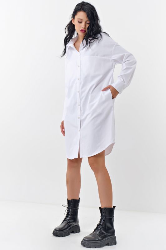 White cotton shirt dress