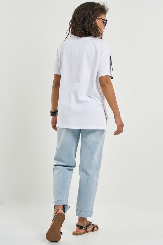 Oversize T-shirt with slits on the sides white