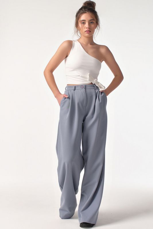 Pants palazzo with high waist gray-blue