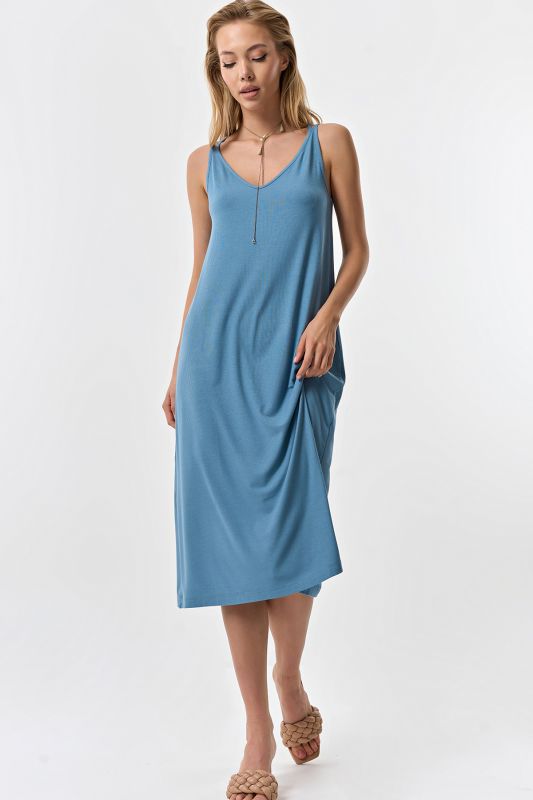 Blue knitted summer midi dress