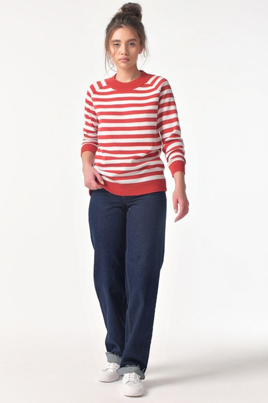 Red terracotta striped loose knit sweater