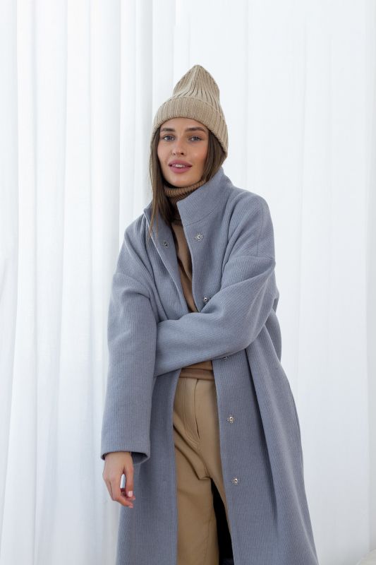 Dusty blue long overcoat demi seasonal overcoat