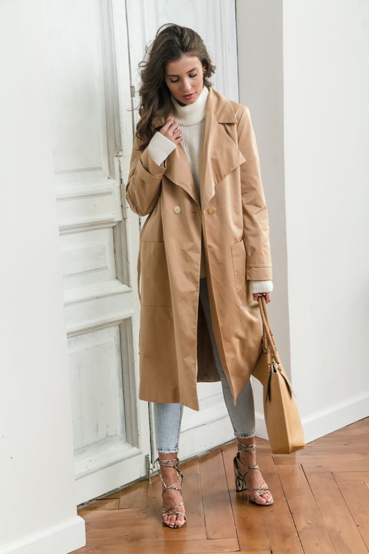 Classic long beige trench