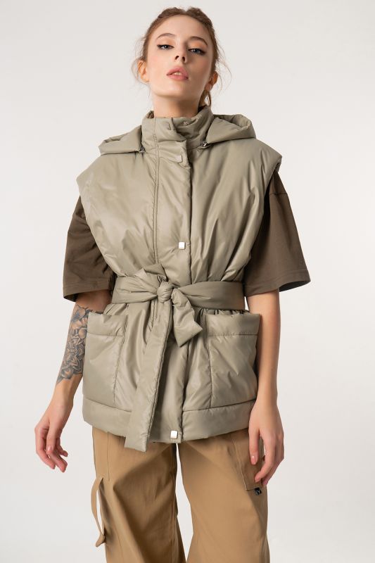 Overcoat insulated overcoat with hood with zipper Olive