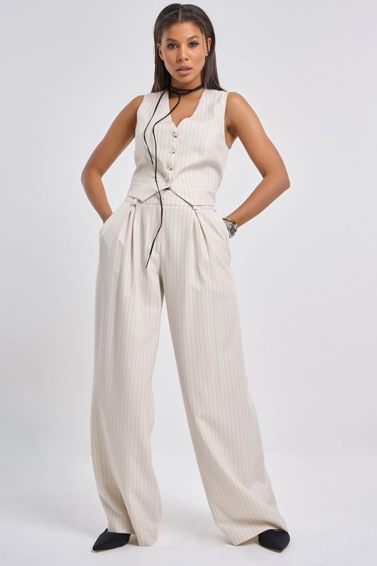 Milk striped suit vest