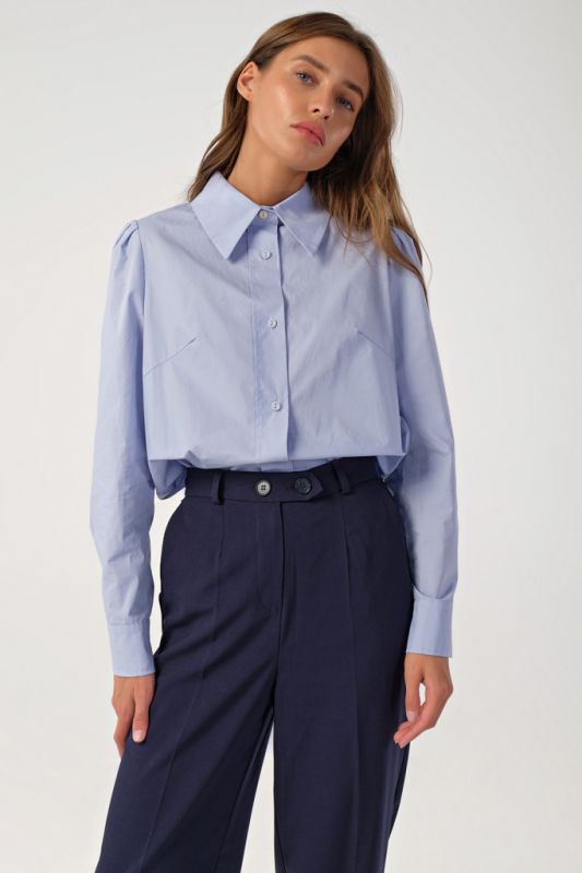 Classic long sleeve straight shirt in blue