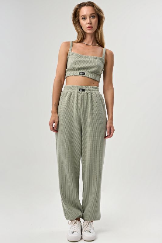 Sage textured knit pants