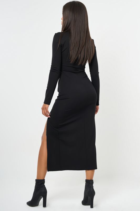 Dense knit dress with zipper closure black