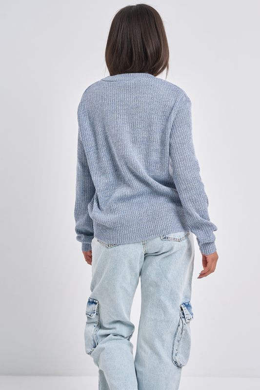 Knitted loose cotton sweater gray melange