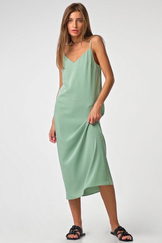 Mint linen style midi combination dress